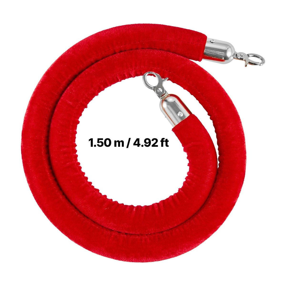 2 Pcs Red Velvet Stanchion Ropes, 5 ft Crowd Control Stanchion Red Velvet Ropes with Silver Hooks, Post Queue Barrier Carpet Rope for Carpet Events Movie Theaters Grand Openings Hotels Party