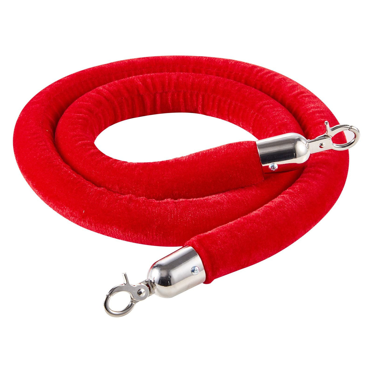 2 Pcs Red Velvet Stanchion Ropes, 5 ft Crowd Control Stanchion Red Velvet Ropes with Silver Hooks, Post Queue Barrier Carpet Rope for Carpet Events Movie Theaters Grand Openings Hotels Party