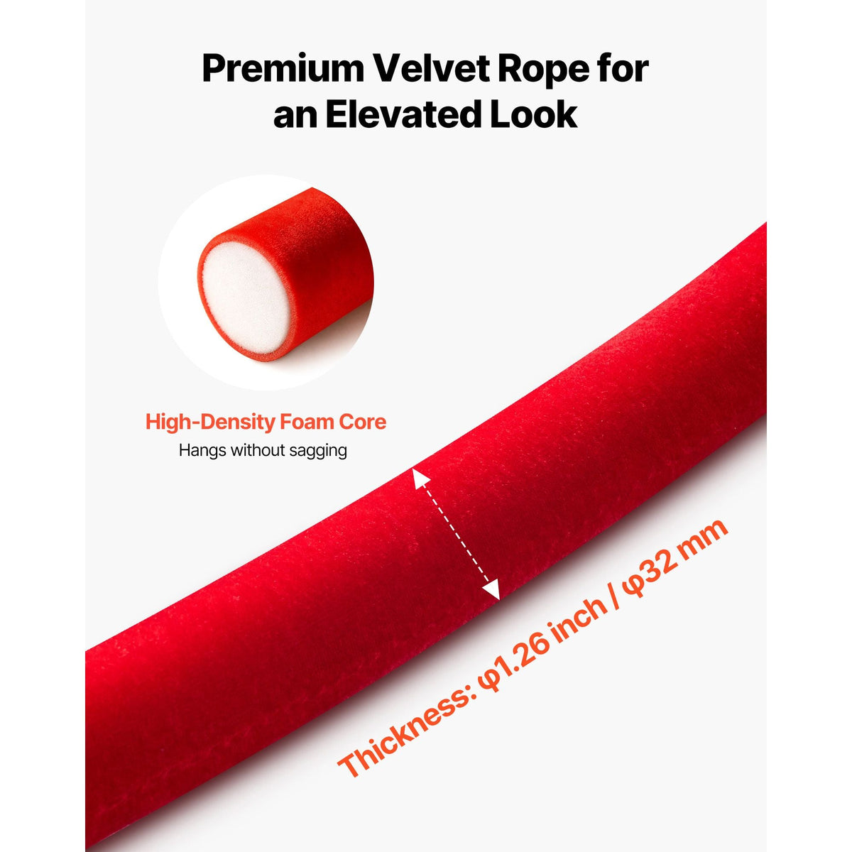 2 Pcs Red Velvet Stanchion Ropes, 5 ft Crowd Control Stanchion Red Velvet Ropes with Silver Hooks, Post Queue Barrier Carpet Rope for Carpet Events Movie Theaters Grand Openings Hotels Party