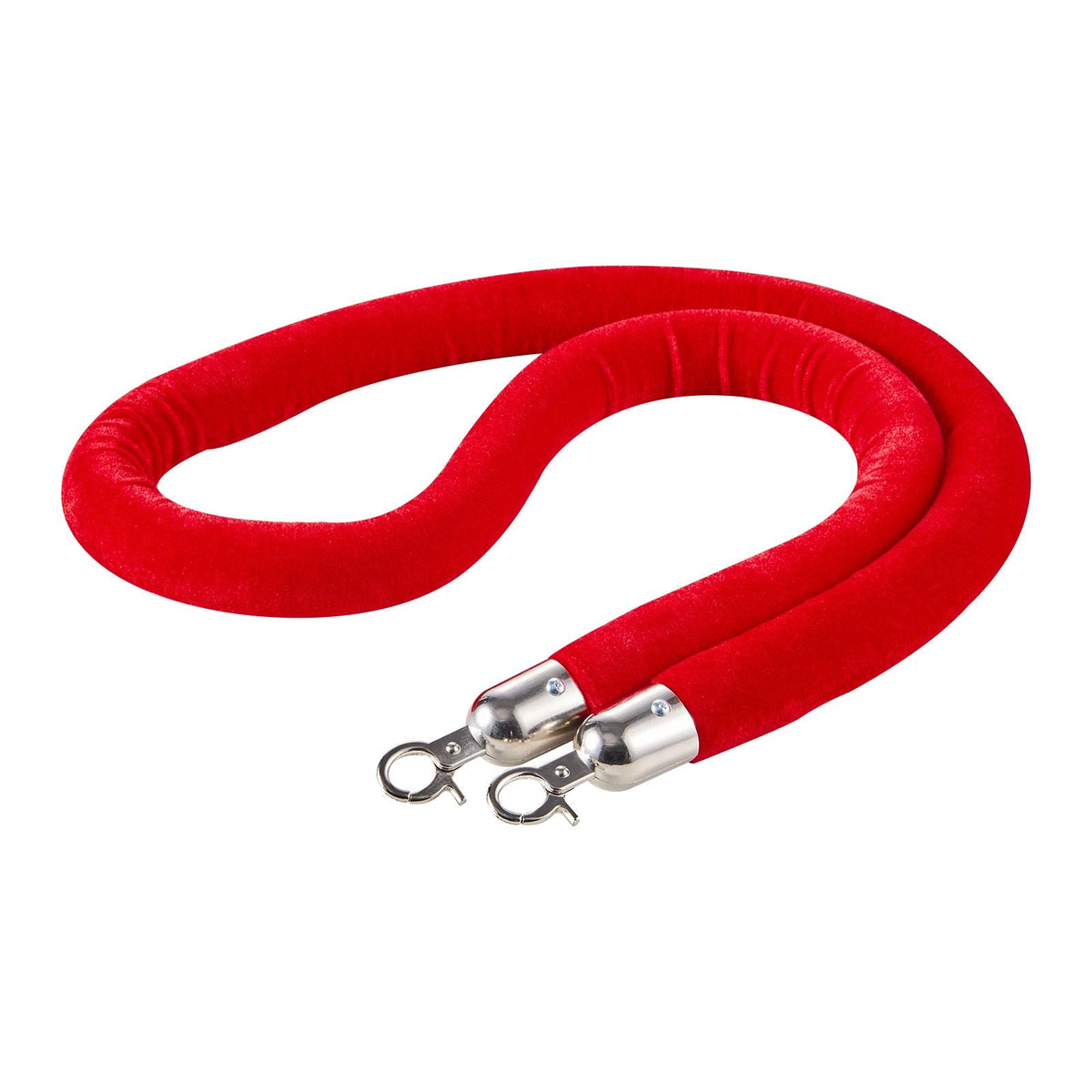 2 Pcs Red Velvet Stanchion Ropes, 5 ft Crowd Control Stanchion Red Velvet Ropes with Silver Hooks, Post Queue Barrier Carpet Rope for Carpet Events Movie Theaters Grand Openings Hotels Party