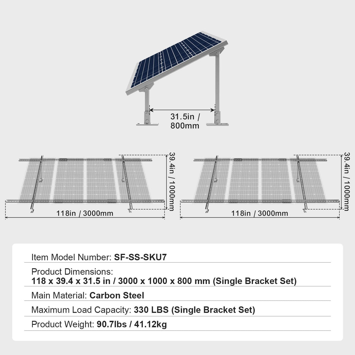 2-Set Solar Panel Mounting Brackets, 30°-60° Adjustable Multi-Pieces Solar Panel Brackets for 4-8PCS Solar Panels, Carbon Steel Ground Mount Solar Panel Stand for Farms, RVs, Boats, Off-Grid