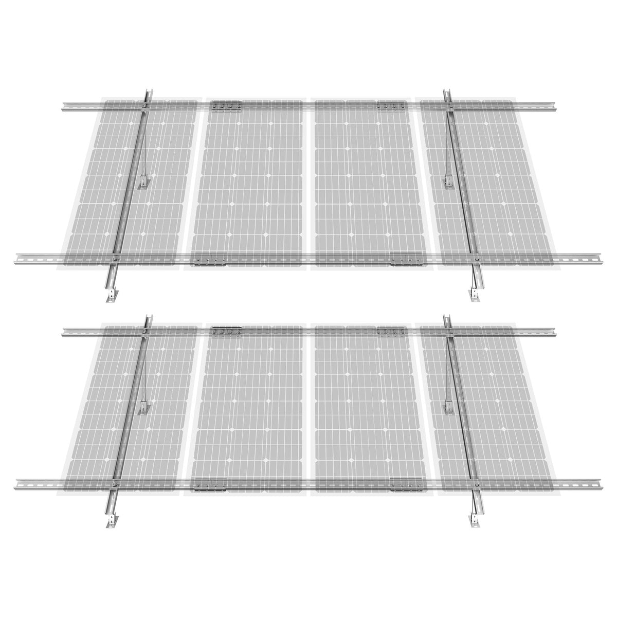 2-Set Solar Panel Mounting Brackets, 30°-60° Adjustable Multi-Pieces Solar Panel Brackets for 4-8PCS Solar Panels, Carbon Steel Ground Mount Solar Panel Stand for Farms, RVs, Boats, Off-Grid