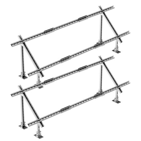 2-Set Solar Panel Mounting Brackets, 30°-60° Adjustable Multi-Pieces Solar Panel Brackets for 4-8PCS Solar Panels, Carbon Steel Ground Mount Solar Panel Stand for Farms, RVs, Boats, Off-Grid