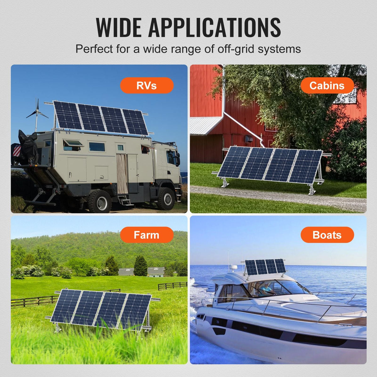 2-Set Solar Panel Mounting Brackets, 30°-60° Adjustable Multi-Pieces Solar Panel Brackets for 4-8PCS Solar Panels, Carbon Steel Ground Mount Solar Panel Stand for Farms, RVs, Boats, Off-Grid