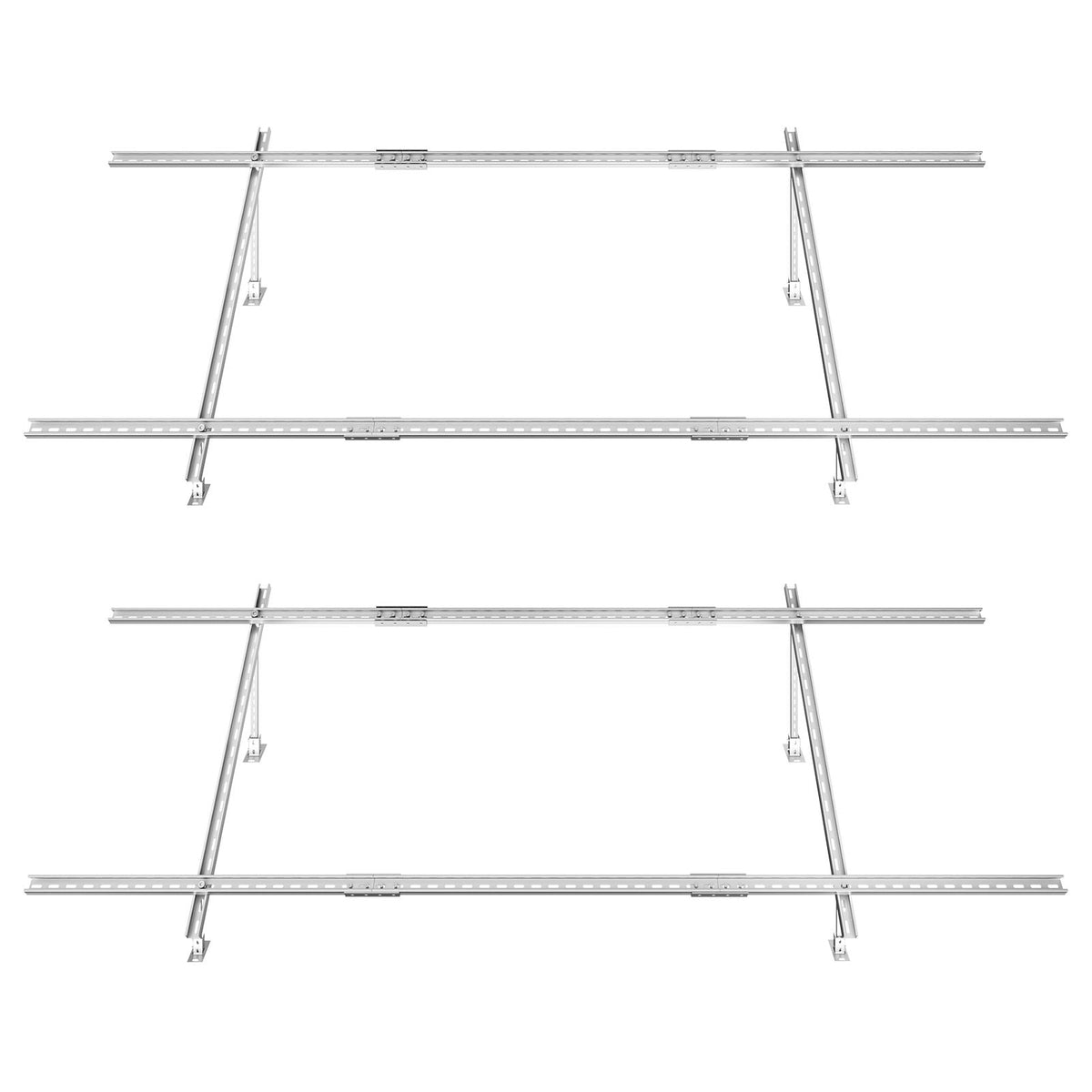 2-Set Solar Panel Mounting Brackets, 30°-60° Adjustable Multi-Pieces Solar Panel Brackets for 4-8PCS Solar Panels, Carbon Steel Ground Mount Solar Panel Stand for Farms, RVs, Boats, Off-Grid