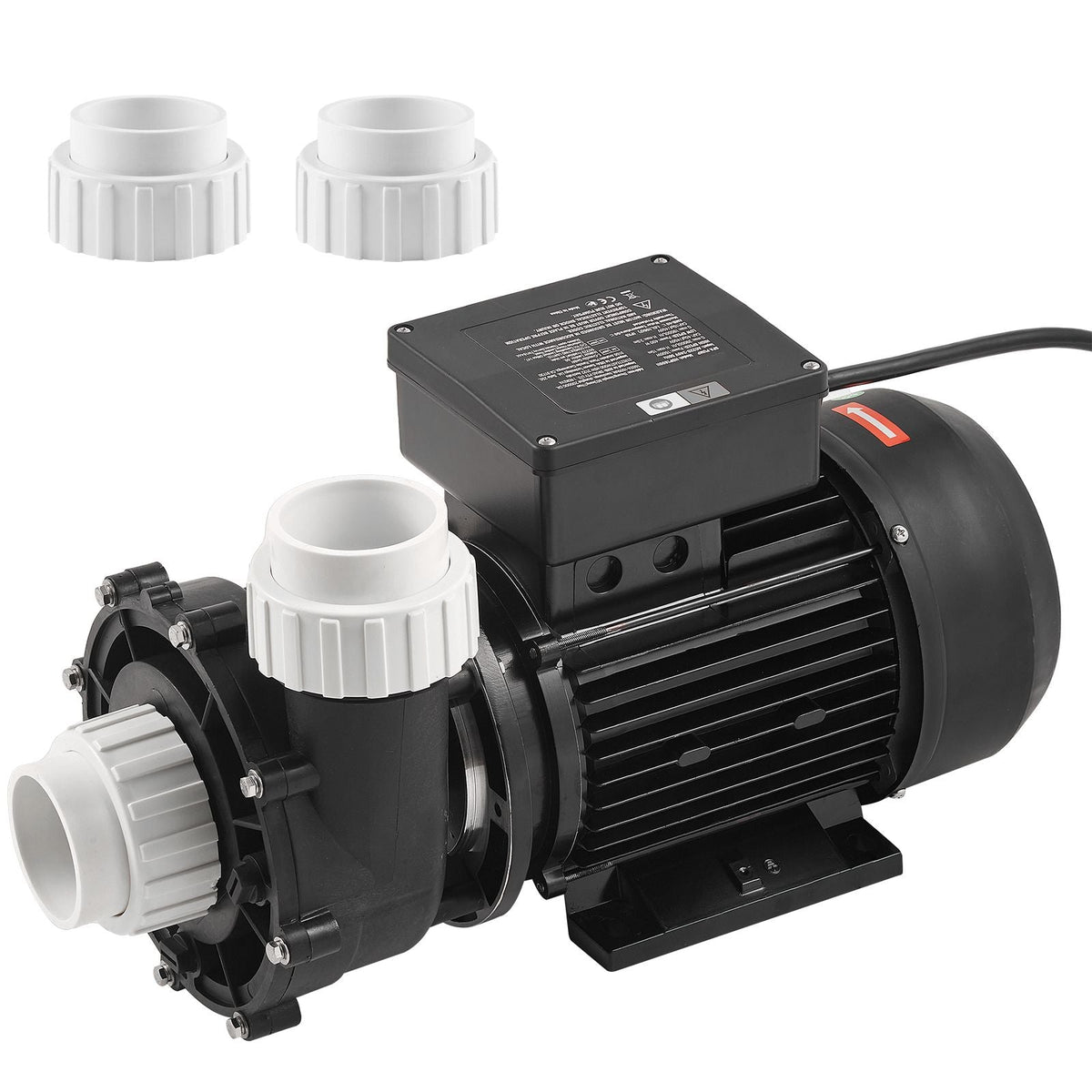 2 Speed SPA Pump, 48-Frame, AC 110-120V Hot Tub SPA Pump, 1.5HP/150GPM/42.65ft High Speed or 0.46HP/70GPM/9.18ft Low Speed, 2" Port 90° Rotational Interface for Hot Tub, Tested to UL Standards