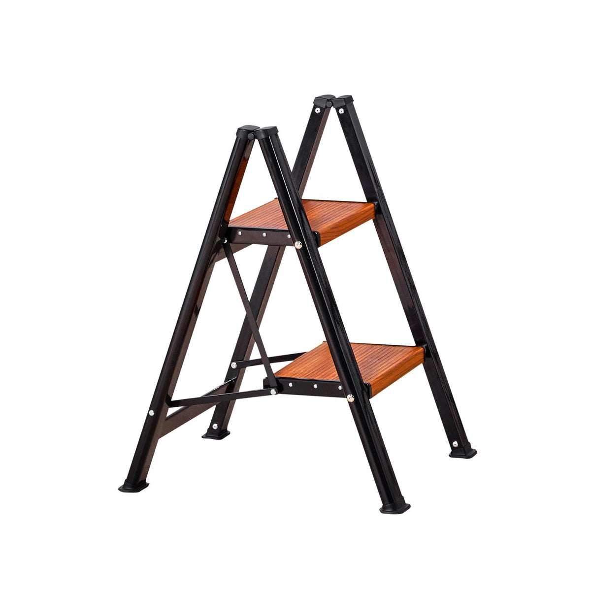 2 Step Ladder, Folding Step Stool with Wide Anti-Slip Pedal and Comfort Handgrip, Lightweight 330 lbs Capacity Portable Aluminum Plant Support, Multi-Use for Adults, Home Repairing, Cleaning