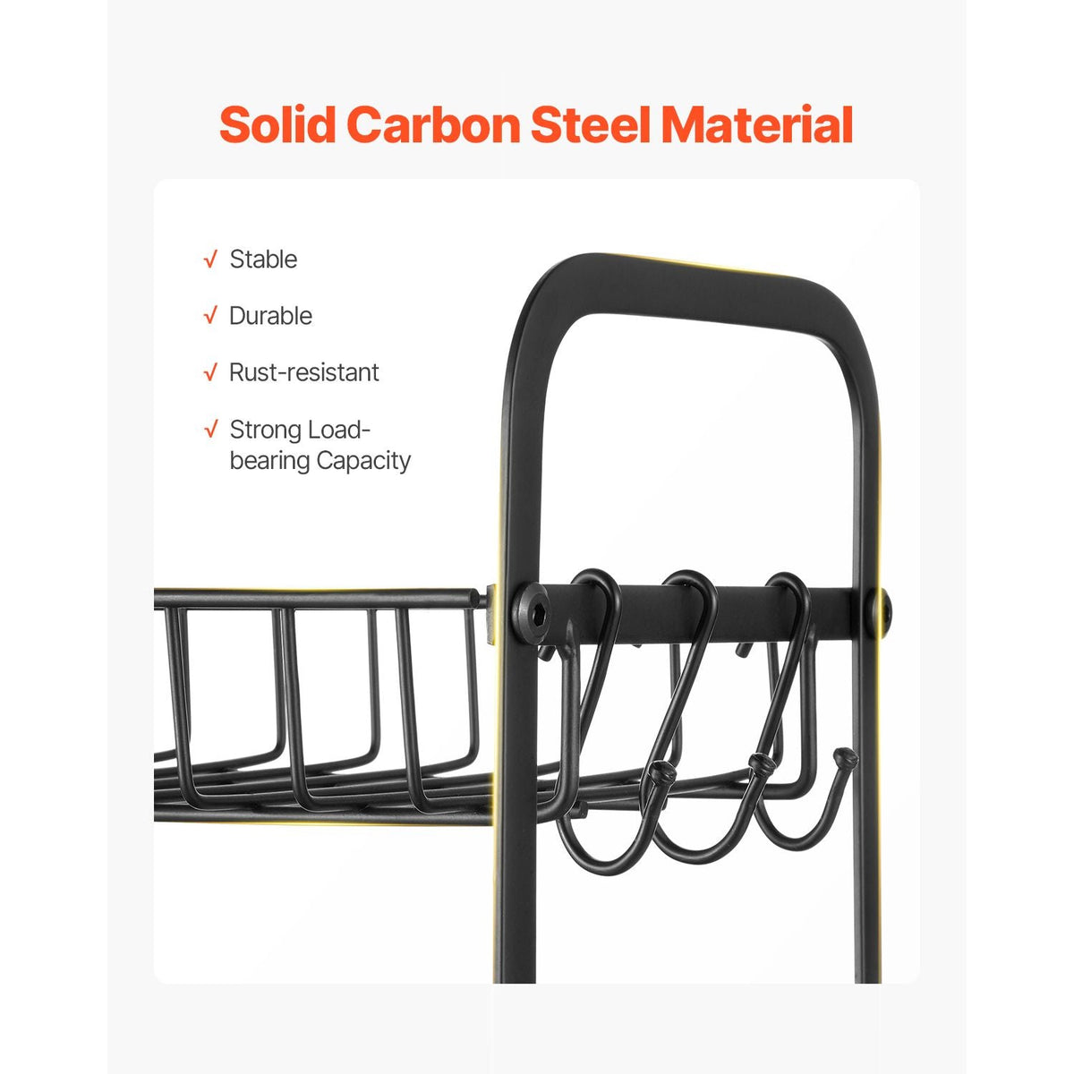 2 Tier Coffee Bar Organizer for Countertop, Multifunctional Mug Holder and Coffee Station, 12 Movable Hooks and 2 Shelves for Coffee Accessories Storage and Display, Home Office (Matte Black)