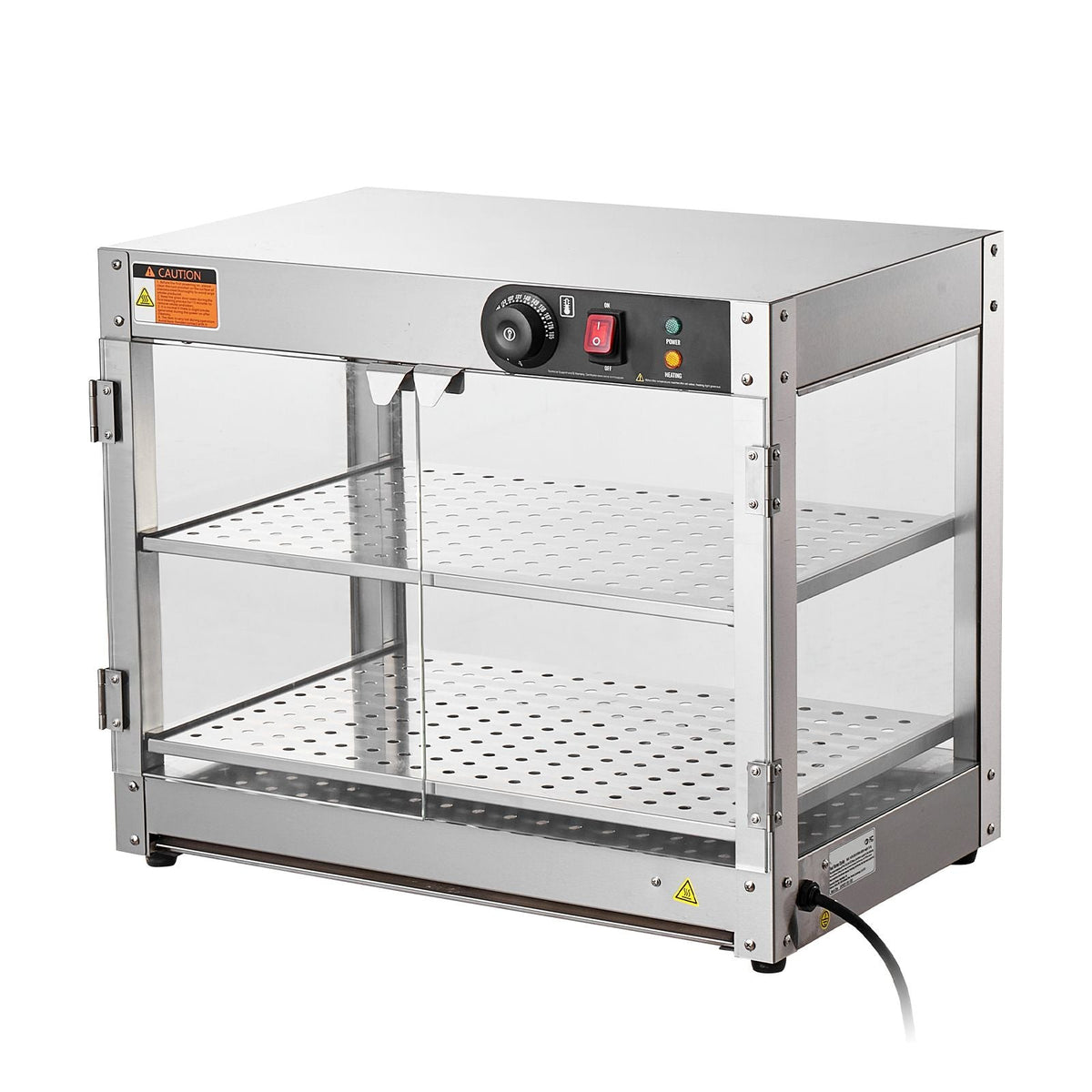 2-Tier Commercial Food Warmer Display, 800W Food Display Warmer with Light to Enhance Food Display, 86-185 F Temperature Control, 58L Large Capacity for Hamburger, Pizza, Bread, Fried Chicken