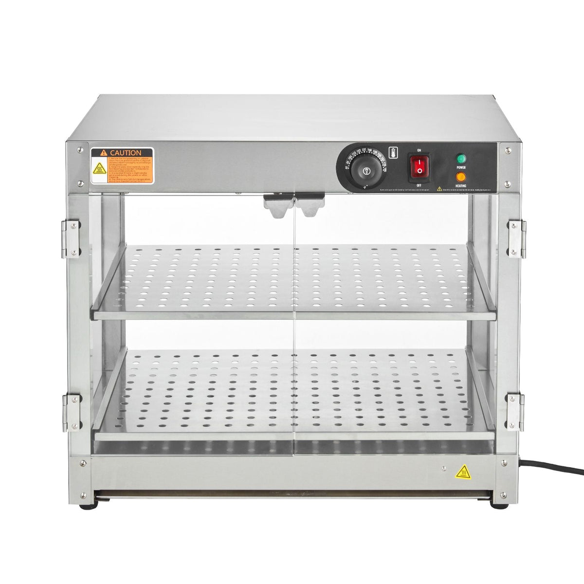 2-Tier Commercial Food Warmer Display, 800W Food Display Warmer with Light to Enhance Food Display, 86-185 F Temperature Control, 58L Large Capacity for Hamburger, Pizza, Bread, Fried Chicken