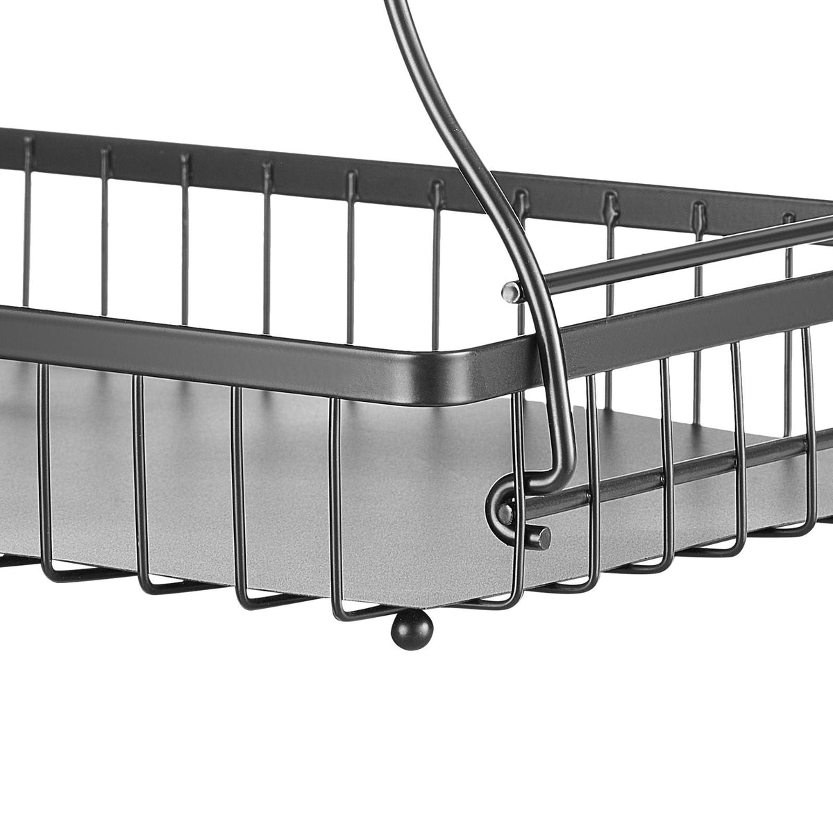2 Tier Fruit Basket, Countertop Fruits Vegetable Bowl with Banana Hangers, Metal Wire Storage Stand for Kitchen Counter, Detachable Stackable Holder Organizer for Bread Snack Veggies, Black