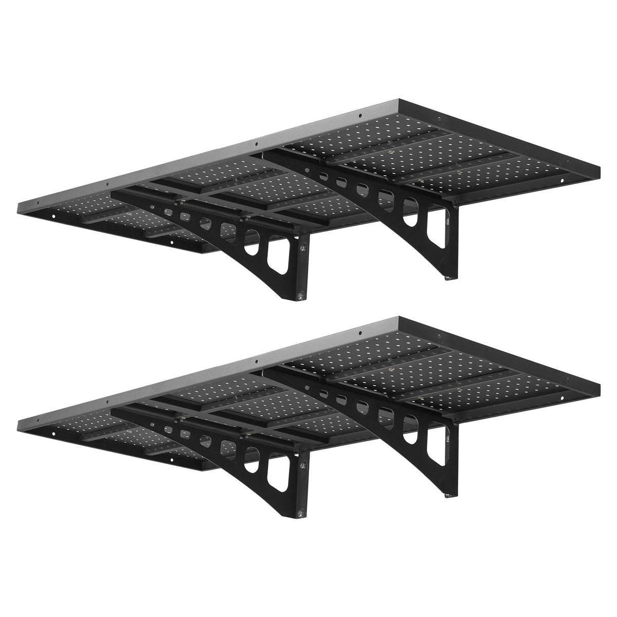 2-Tier Heavy Duty Wall Garage Shelving, 1.64 x 4 ft Steel Wall Mounted Shelving Unit, 19.68 x 48 Inch Per Shelf Floating Storage Metal Rack for Garage with 560 lbs Total Weight Capacity, Black