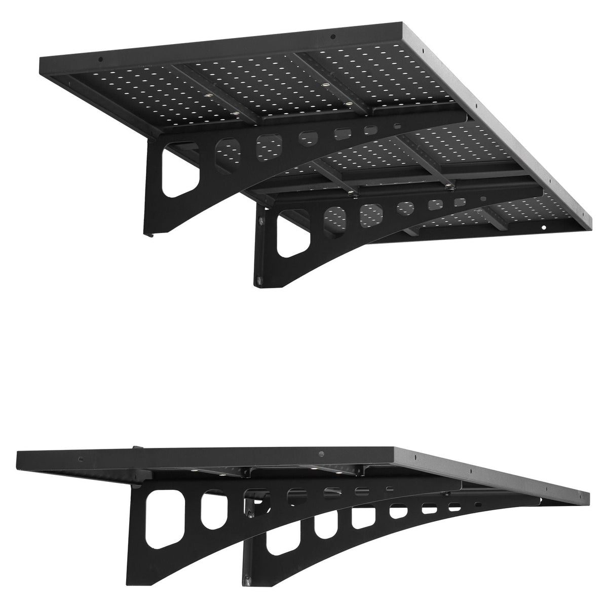 2-Tier Heavy Duty Wall Garage Shelving, 1.64 x 4 ft Steel Wall Mounted Shelving Unit, 19.68 x 48 Inch Per Shelf Floating Storage Metal Rack for Garage with 560 lbs Total Weight Capacity, Black