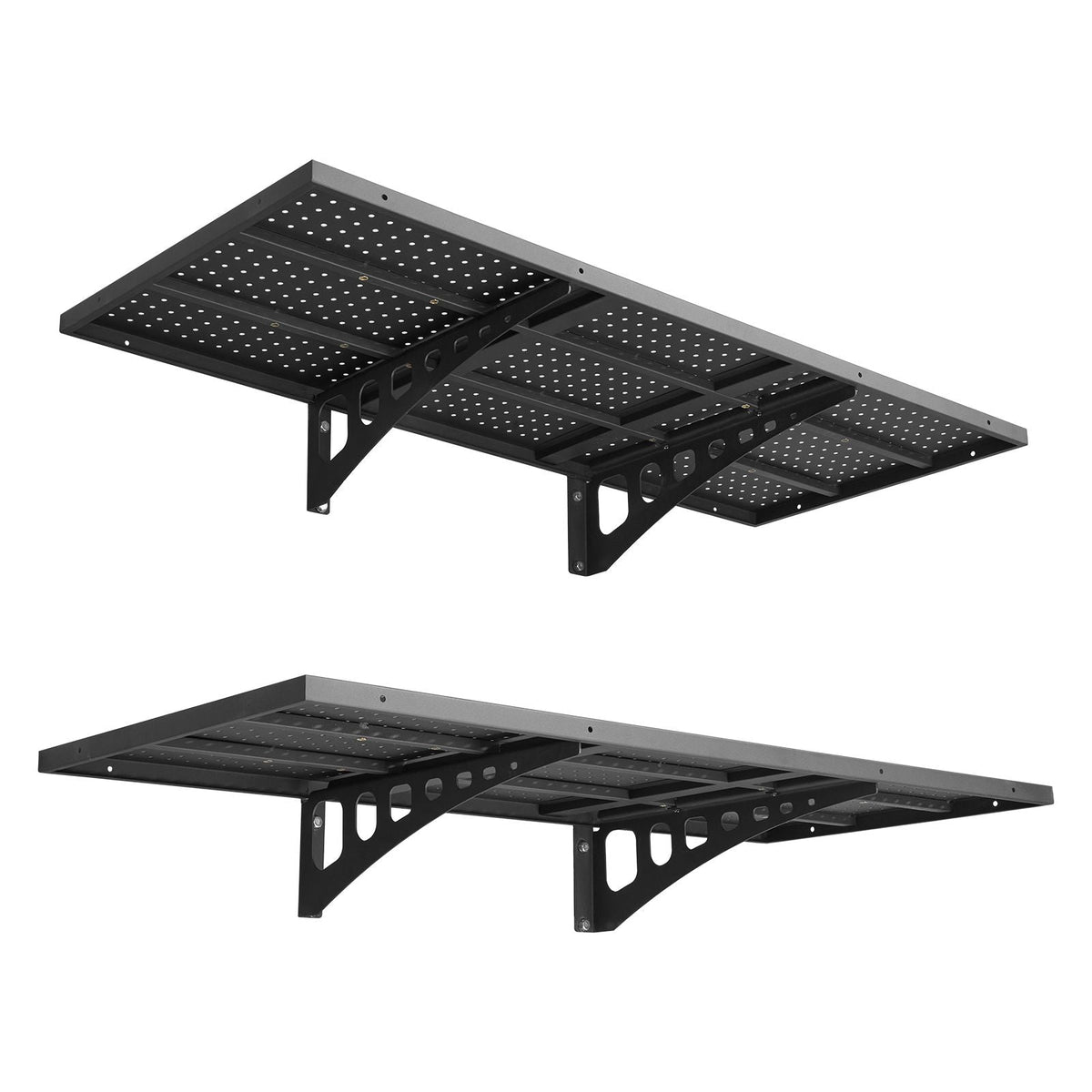 2-Tier Heavy Duty Wall Garage Shelving, 1.64 x 4 ft Steel Wall Mounted Shelving Unit, 19.68 x 48 Inch Per Shelf Floating Storage Metal Rack for Garage with 560 lbs Total Weight Capacity, Black