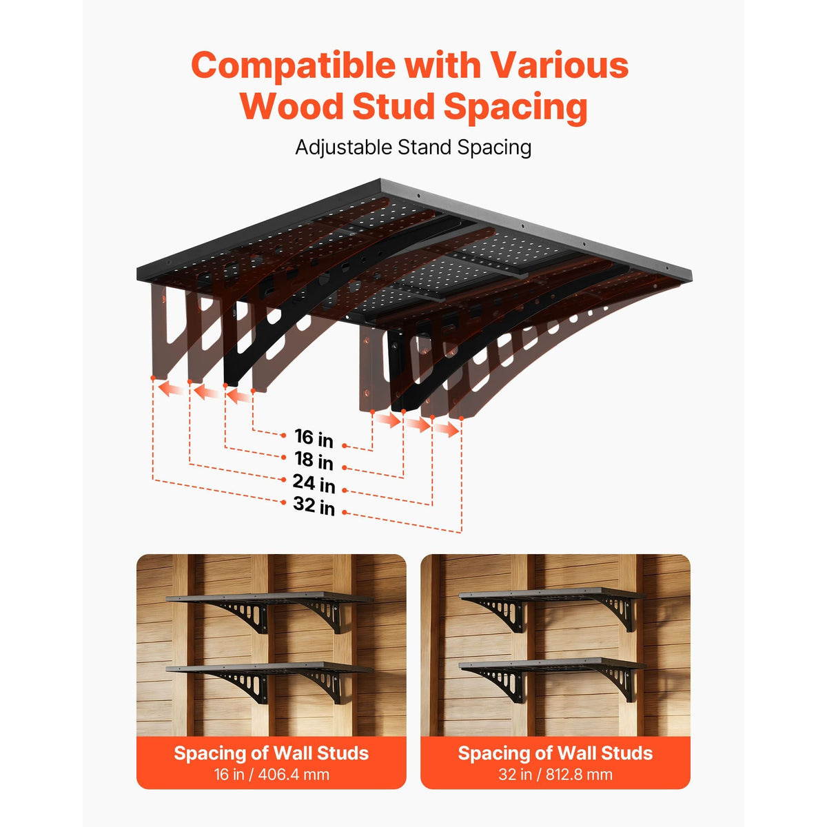2-Tier Heavy Duty Wall Garage Shelving, 2 x 3 ft Steel Wall Mounted Shelving Unit, 12 x 72 Inch Per Shelf Floating Storage Metal Rack for Garage with 560 lbs Total Weight Capacity, Black
