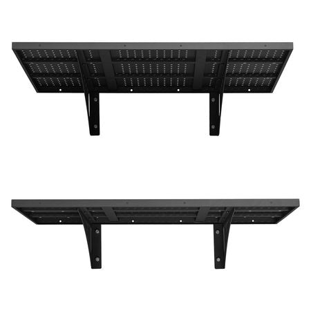 2-Tier Heavy Duty Wall Garage Shelving, 2 x 3 ft Steel Wall Mounted Shelving Unit, 12 x 72 Inch Per Shelf Floating Storage Metal Rack for Garage with 560 lbs Total Weight Capacity, Black