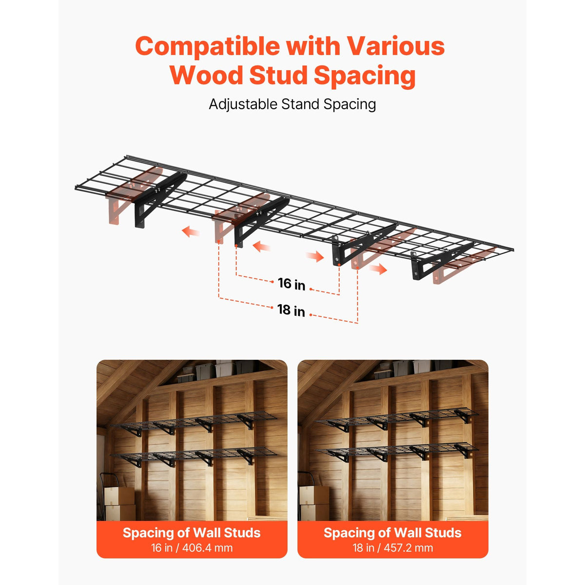 2-Tier Heavy Duty Wall Garage Shelving, 4 Pack 1 x 3 ft Steel Wall Mounted Shelving Unit, 12 x 72 Inch Per Shelf Floating Storage Metal Rack for Garage with 600 lbs Total Weight Capacity, Black