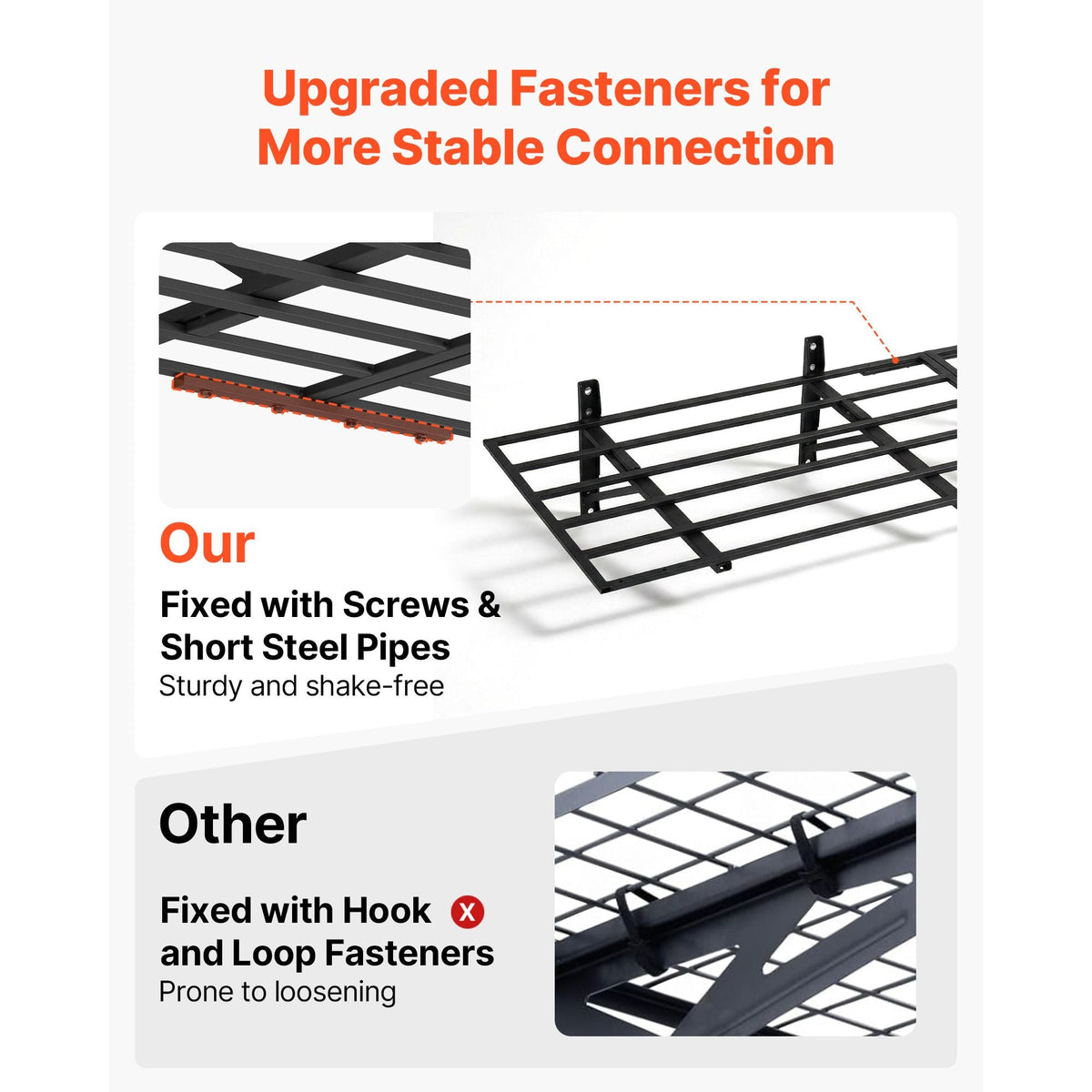 2-Tier Heavy Duty Wall Garage Shelving, 4 Pack 2 x 3 ft Steel Wall Mounted Shelving Unit, 24 x 72 Inch Per Shelf Floating Storage Metal Rack for Garage, 1600 lbs Total Weight Capacity, Black