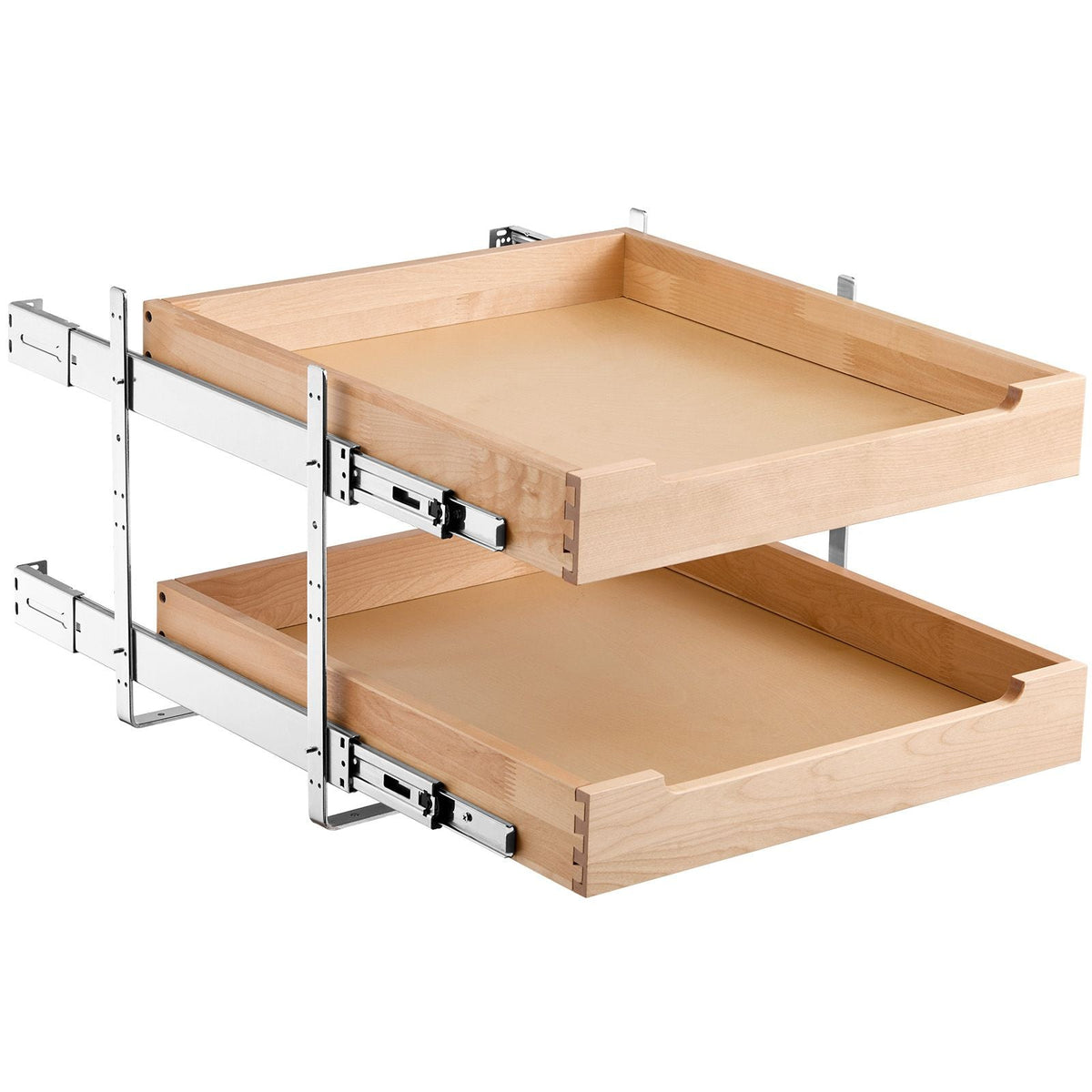 2 Tier Pull Out Cabinet Organizer, 20"W x 21"D Cabinet Drawer, Soft Close Slide out Shelf, Heavy-Duty Sliding Wood Drawer, Adjustable Base Cabinet Organization for Kitchen Pantry Bathroom
