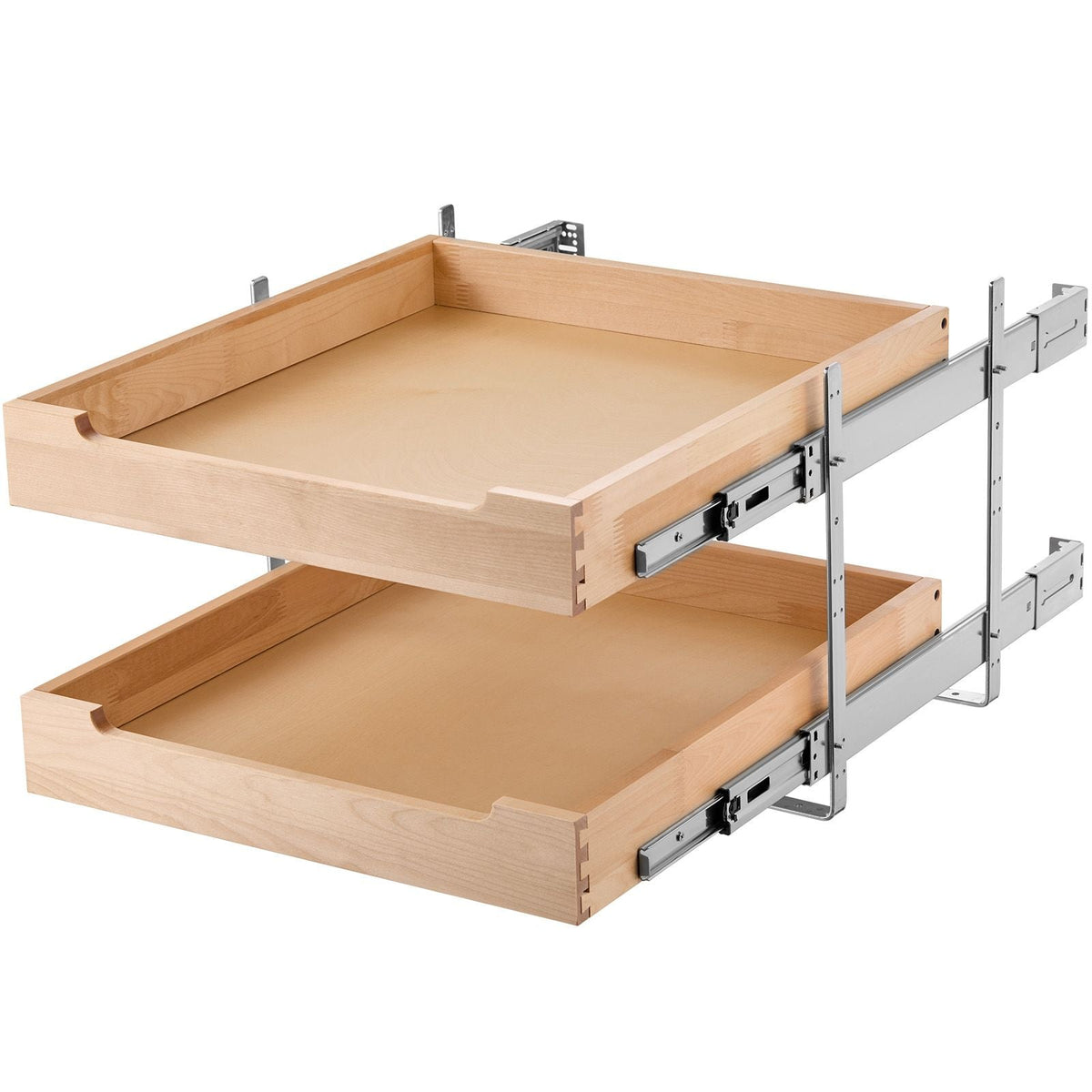 2 Tier Pull Out Cabinet Organizer, 20"W x 21"D Cabinet Drawer, Soft Close Slide out Shelf, Heavy-Duty Sliding Wood Drawer, Adjustable Base Cabinet Organization for Kitchen Pantry Bathroom
