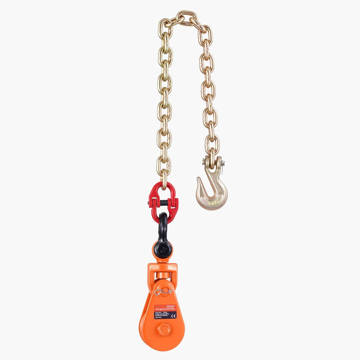 2 Ton Snatch Block with G80 Chain, Swivel Shackle, 3" Sheave for 3/8" Wire Rope, Snatch Block Pulley for Towing and Recovery Applications on Flatbed Tow Truck Rollback Wrecker Car Carrier Cable