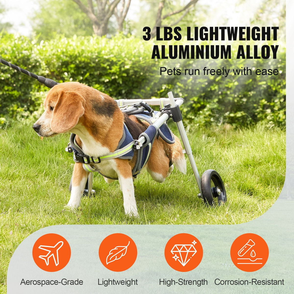 2 Wheels Dog Wheelchair for Back Legs, Pet Wheelchair Lightweight & Adjustable Assisting in Healing, Dog Cart/Wheelchair for Injured, Disabled, Paralysis, Hind Limb Weak Pet(S)