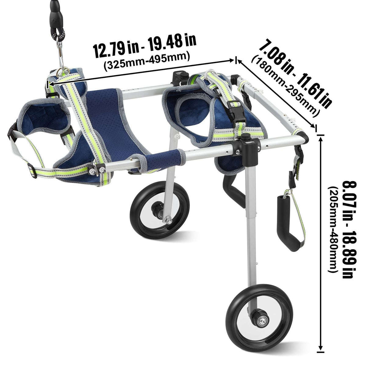2 Wheels Dog Wheelchair for Back Legs, Pet Wheelchair Lightweight & Adjustable Assisting in Healing, Dog Cart/Wheelchair for Injured, Disabled, Paralysis, Hind Limb Weak Pet(S)