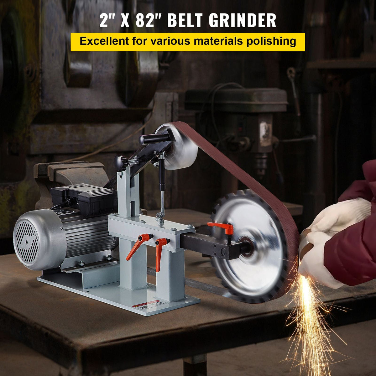 2" x 82" Belt Grinder, 2HP 1500W, 3 in 1 Constant Speed Belt Disc Sander with 3 Grinding Wheel, 110V Bench Sander with 12-inch Wheel and Flat Platen Tool Rest for Knife Making