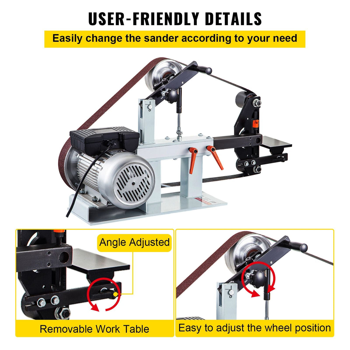 2" x 82" Belt Grinder, 2HP 1500W, 3 in 1 Constant Speed Belt Disc Sander with 3 Grinding Wheel, 110V Bench Sander with 12-inch Wheel and Flat Platen Tool Rest for Knife Making