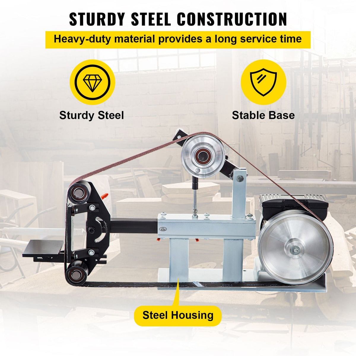 2" x 82" Belt Grinder, 2HP 1500W, 3 in 1 Constant Speed Belt Disc Sander with 3 Grinding Wheel, 110V Bench Sander with 12-inch Wheel and Flat Platen Tool Rest for Knife Making