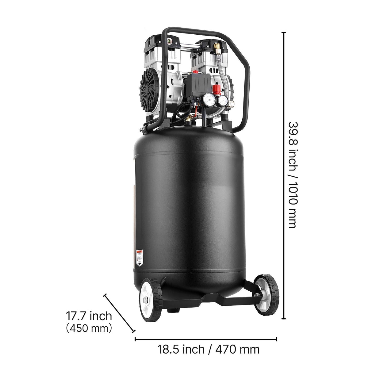 20-Gallon Air Compressor, 2HP 4.5 SCFM at 90PSI, Max 125PSI Pressure Oil-Free Air Compressor Tank, Portable on Wheels for Auto Repair, Tire Inflation, Spray Painting, Woodwork Nailing, 120V