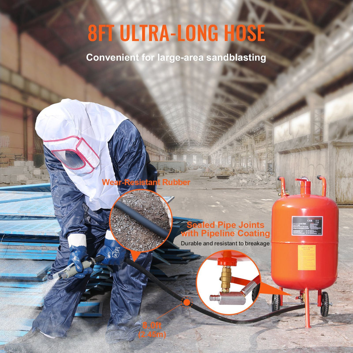 20 Gallon Sand Blaster, 60-110 PSI High Pressure Sandblaster, Portable Abrasive Blasting Tank, Air Sand Blasting Kit with 4 Ceramic Nozzles and Oil-Water Separator for Paint, Stain, Rust Removal