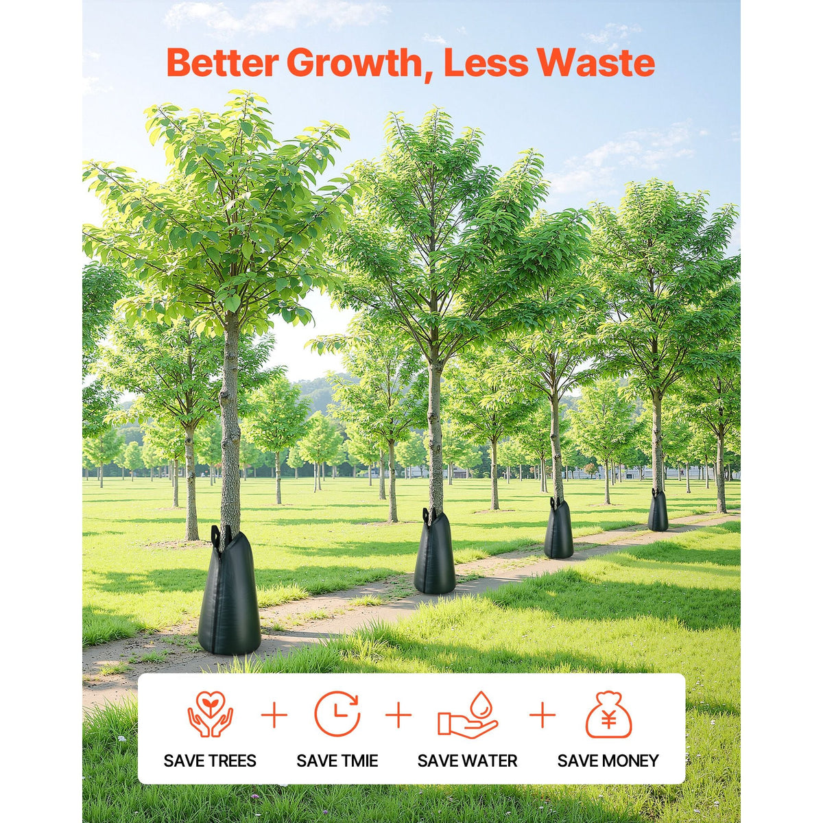 20 Gallon Tree Watering Bags, 4 Pack 3-4 Hours Slow Release Gator Bags for Trees, Heavy Duty PE Tree Drip Irrigation Bag with Zipper, Durable & Reusable Deep Root Shrub Watering Bag