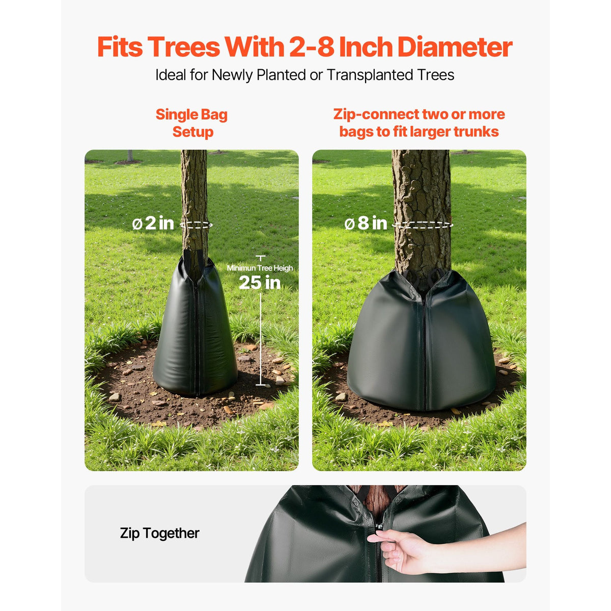 20 Gallon Tree Watering Bags, 4 Pack 3-4 Hours Slow Release Gator Bags for Trees, Heavy Duty PE Tree Drip Irrigation Bag with Zipper, Durable & Reusable Deep Root Shrub Watering Bag