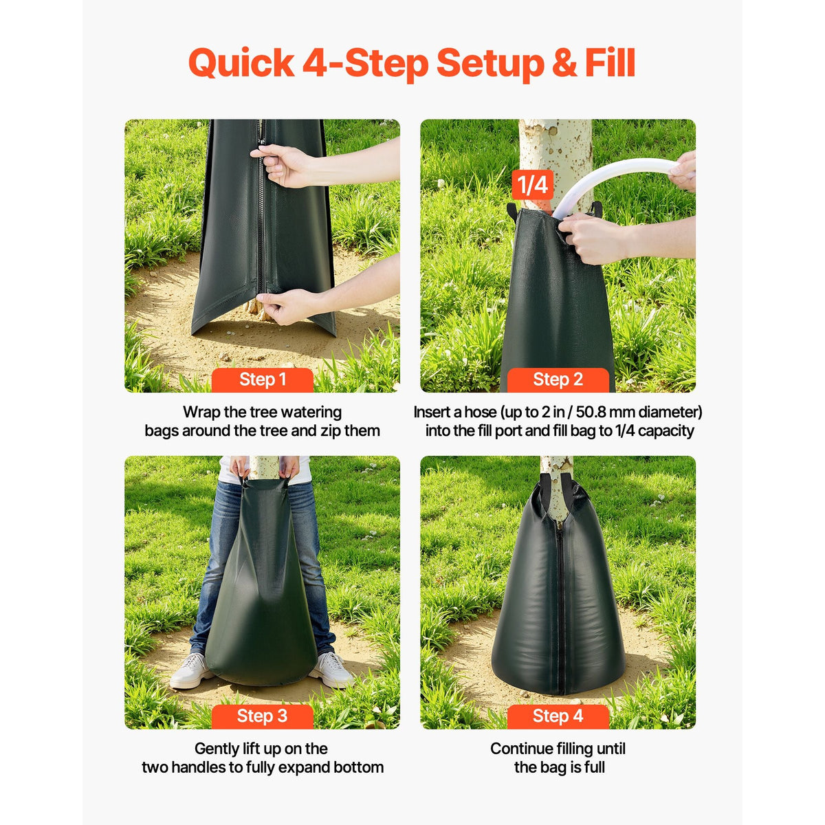 20 Gallon Tree Watering Bags, 4 Pack 3-4 Hours Slow Release Gator Bags for Trees, Heavy Duty PE Tree Drip Irrigation Bag with Zipper, Durable & Reusable Deep Root Shrub Watering Bag