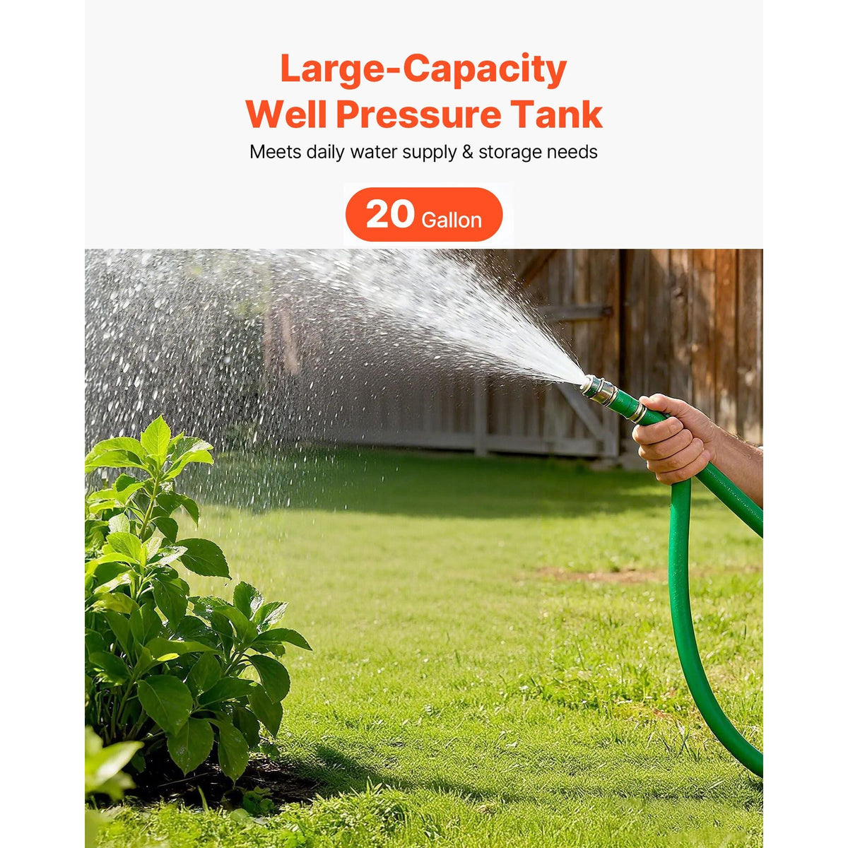 20-Gallon Vertical Well Pressure Tank, Pre-Charged Pressurized Water Tank for Well Pumps, Heavy-Duty Carbon Steel Water Storage Container for Home, School, Farm & Irrigation Systems