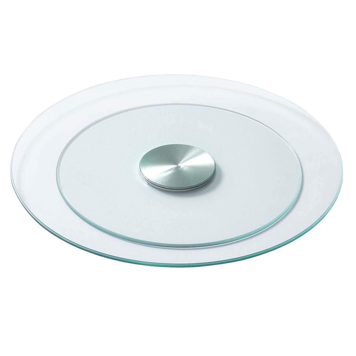 20 in Glass Lazy Susan Turntable, 360° Rotation Round Clear Tabletop Rotating Tray, Tempered Glass Dining Table Centerpiece, Smooth and Silent Spin, for Family Gatherings, Banquets & Weddings