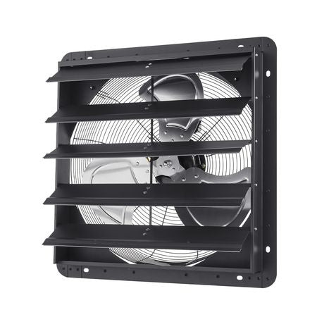 20 inch Shutter Exhaust Fan, Wall Mounted Attic Vent Fan with Smart Programming Variable Speed Temperature Control, 4800 CFM,EC Motor,Timer, for Shed,Garage,Greenhouse Ventilation Cooling,Black