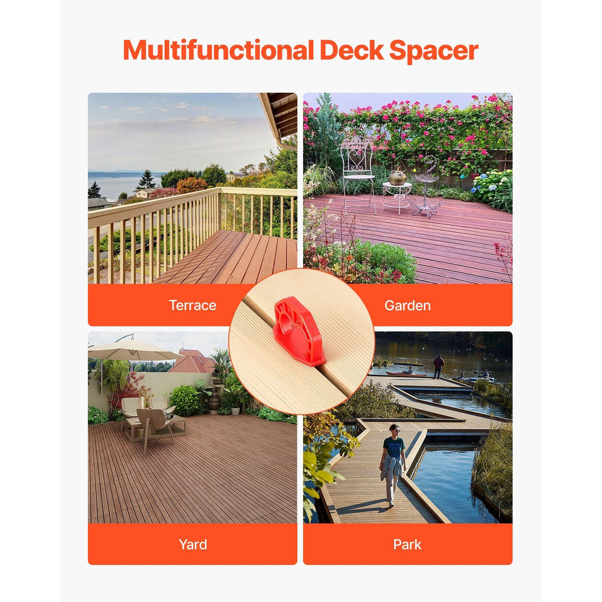 20-Pack 1/8 Inch Deck Board Spacers, Bright Red Gap Jig Rings for Easily Spotting, Easy Pull, ABS Decking Jig Spacing Tool for Composite, PVC, Hardwood, Pressure-Treated Planks, Terrace, Garden