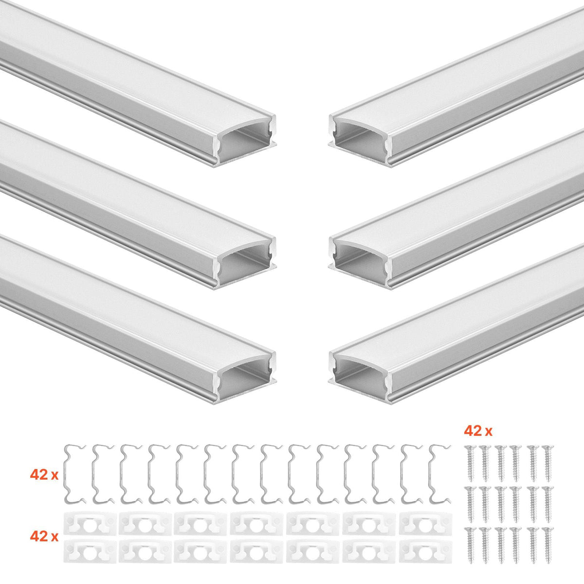 20-Pack 3.3 ft/1M U Shape LED Aluminum Channel, with Milky Cover, End Caps and Mounting Clips, Aluminum Profile for LED Strip Light Installations, Easy Installation, for Under Cabinet Counter