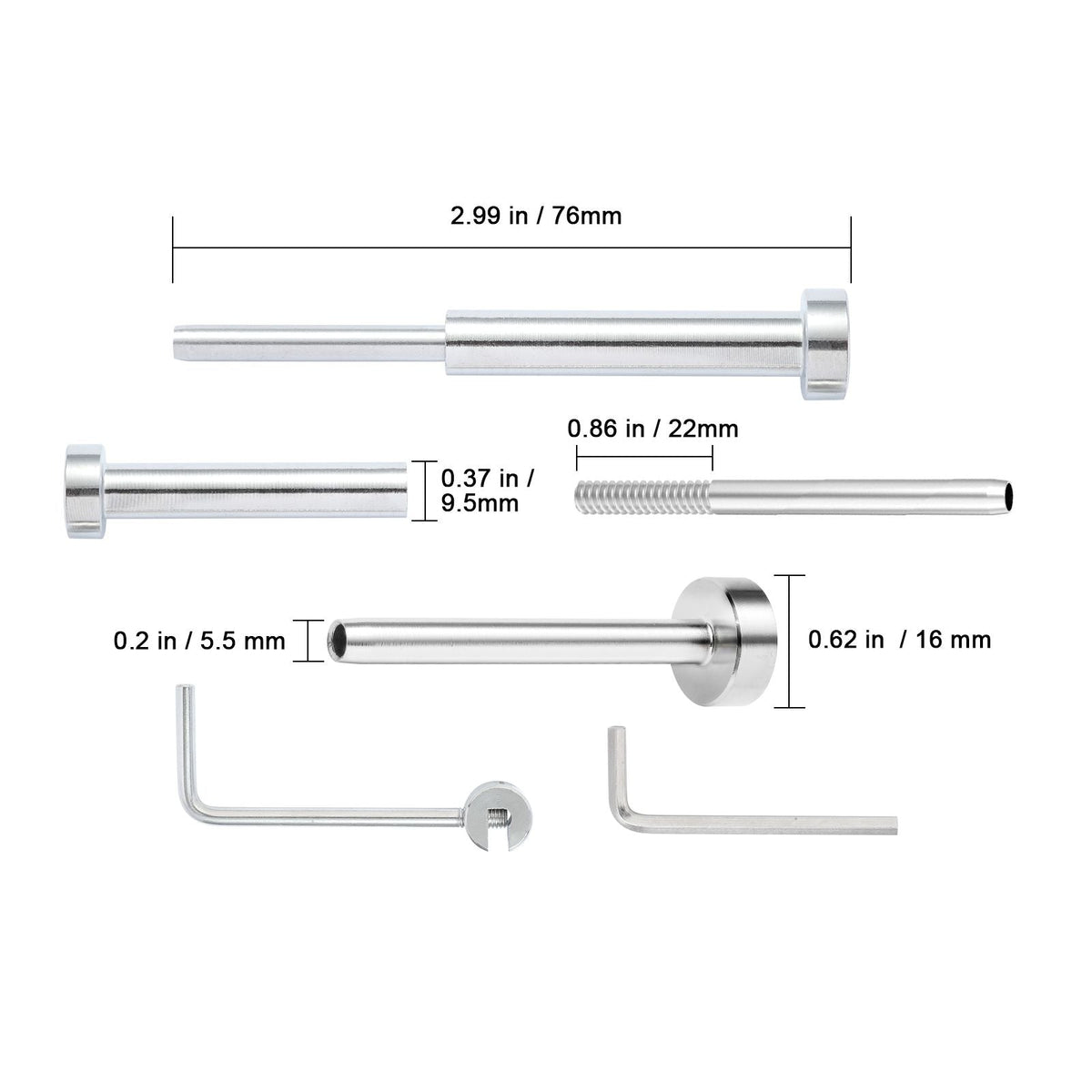20 Pack Invisible Cable Railing kit, T316 Stainless Steel 1/8" Invisible Receiver and Swage Stud End for Cable Railing, Swage Tensioner 1/8" for Wood/Metal Post, Cable Railing Hardware, Silver