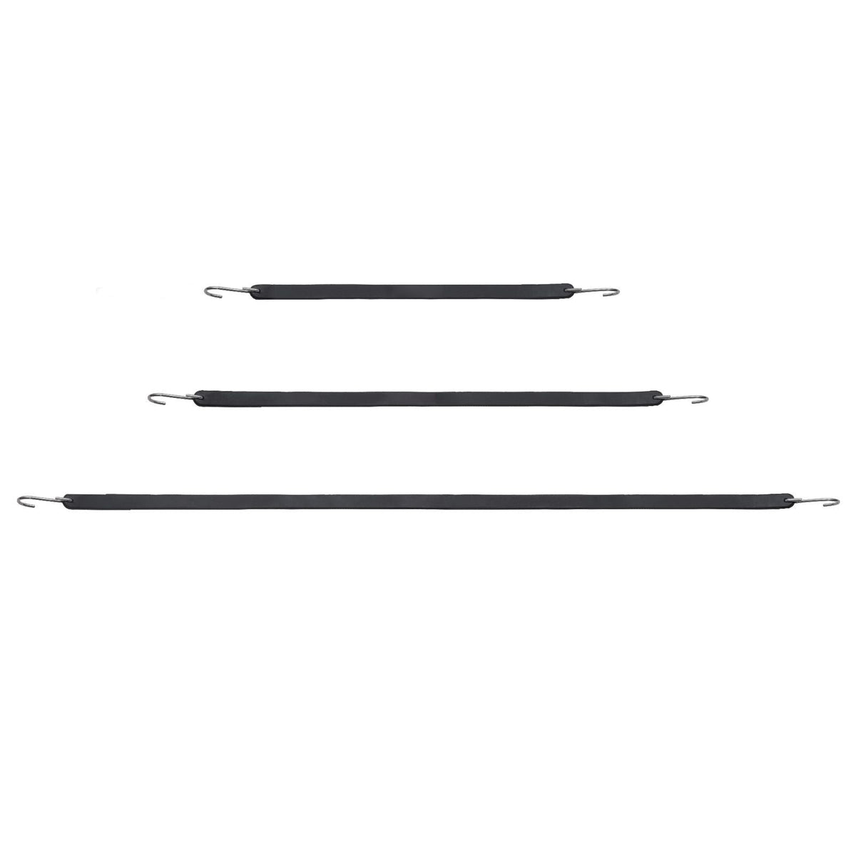 20 Piece Flat Bungee Cord, 20 mm Heavy Duty Bungee Straps with Steel S-Hooks, Includes 15", 21", 36", Elastic Bungee Rope for Cargo, Tarps, Trucks and Tent, Black