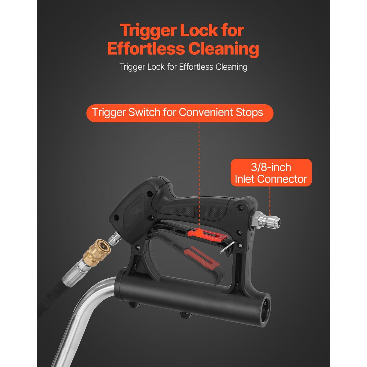 20" Pressure Washer Surface Cleaner, Stainless Steel Pressure Washer Attachments with 4 Wheels, 4500 Max PSI, 3/8 Quick Connector, 2 Spray Nozzles, Dual Handle, for Concrete, Patio, Sidewalk