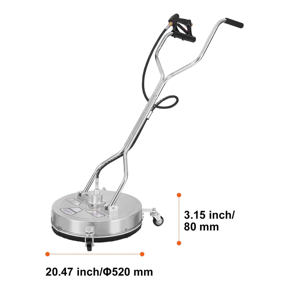 20" Pressure Washer Surface Cleaner w/ Handles & Wheels, Stainless Steel Concrete Cleaner 4500 Max PSI , 3/8"Connector & 1/4" Adapter Power Washer Floor Attachment,For Floor Driveway, Patio