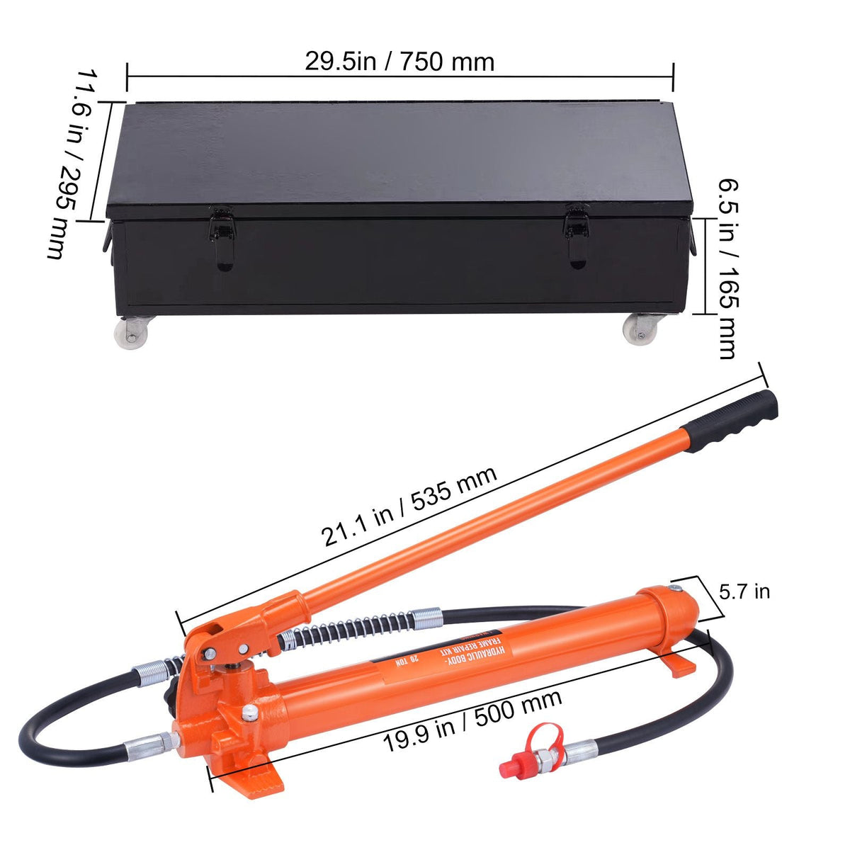 20 Ton Porta Power Kit, Portable Hydraulic Jack with 4.6 ft/1.4 m Oil Hose, Car Frame Repair Tool with Storage Case for Automotive, Heavy Equipment, Mechanic (44000 LBS)