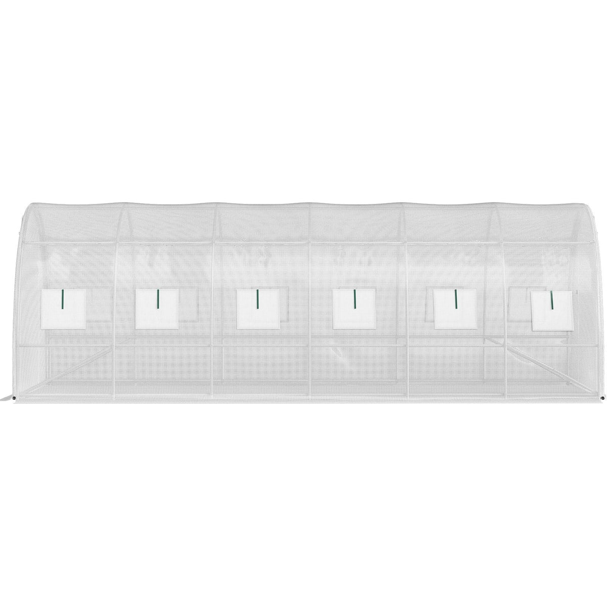 20 x 10 x 7 ft Walk-in Tunnel Greenhouse, Portable Plant Hot House with Galvanized Steel Hoops, 3 Top Beams, Diagonal Poles, 2 Zippered Doors & 12 Roll-up Windows, White