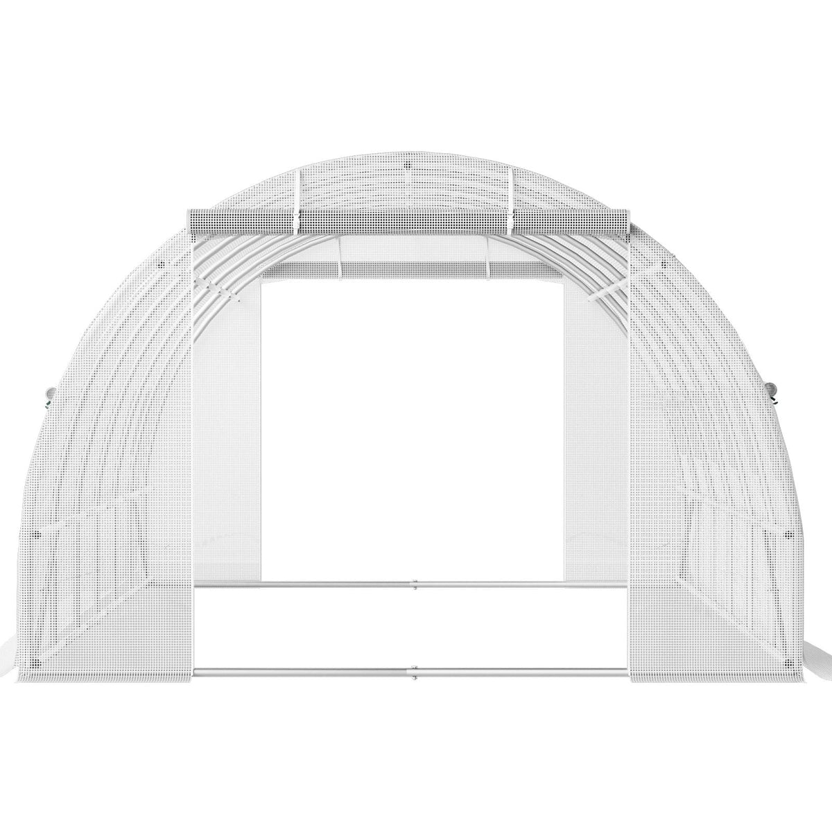 20 x 10 x 7 ft Walk-in Tunnel Greenhouse, Portable Plant Hot House with Galvanized Steel Hoops, 3 Top Beams, Diagonal Poles, 2 Zippered Doors & 12 Roll-up Windows, White