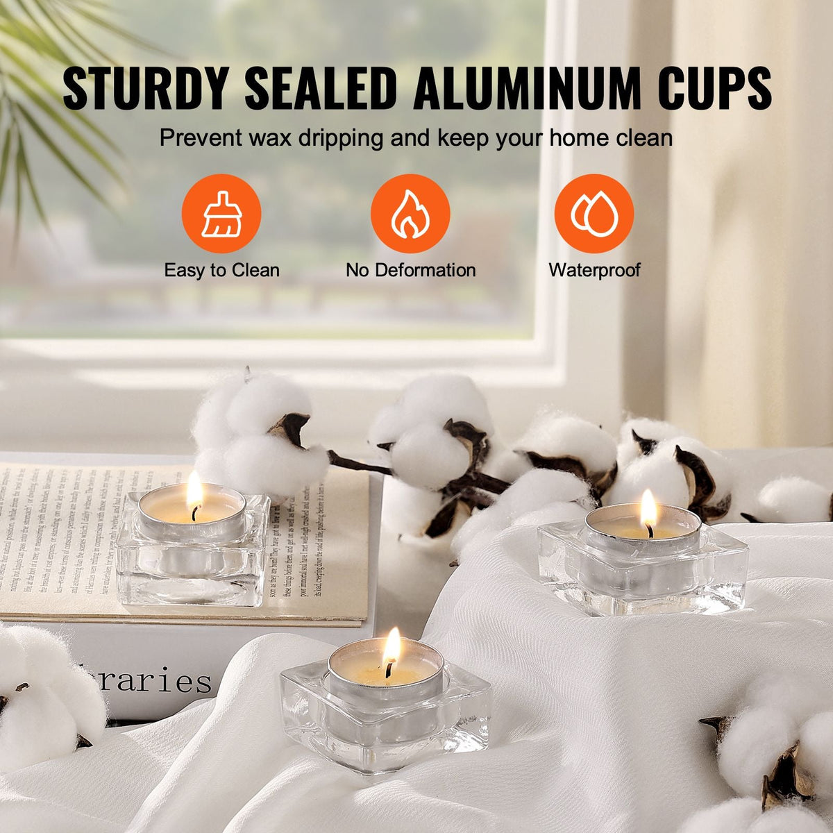 200 Pack Unscented Tea Lights Candles 6.5 Hours Long Burning Smokeless Tealight Candles, Dripless with Aluminum Cups, Natural Palm Wax Votive Candles for Home, Weddings, Christmas, White