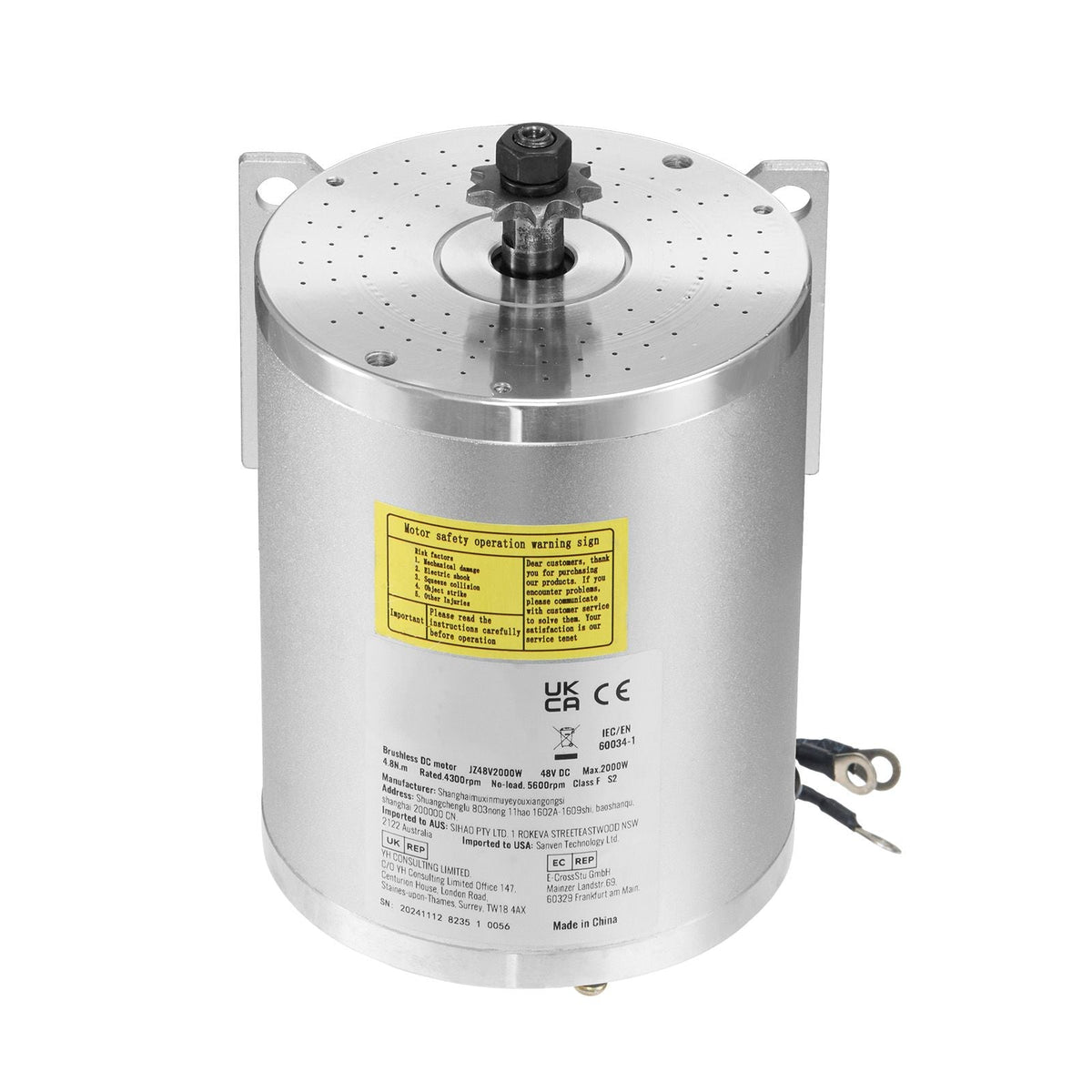 2000W Electric Brushless DC Motor Kit - 48V 4300rpm Motor with Upgraded Speed Controller for Go Karts E-Bike Motorcycle Scooter