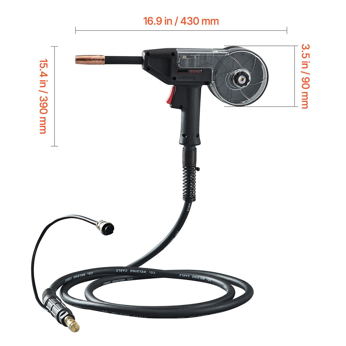 200Amp Spool Gun with 10FT Cable, Compatible with W Weldpro MlG200GDsv200 and MIG155GD Welders, Suitable for 0.030" and 0.035" Flux Core/Solid/Aluminum Welding Wires